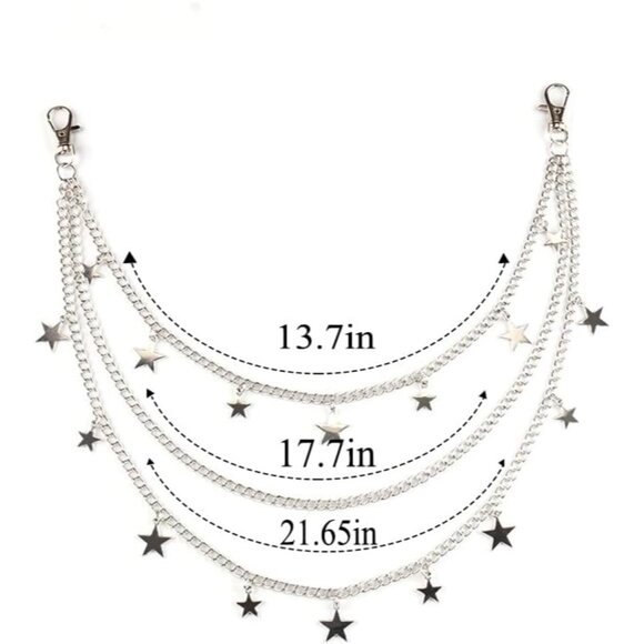Durable Star Layered Pants Chain - Stunning Silver Belt for Trendy Outfits - Picture 4 of 6